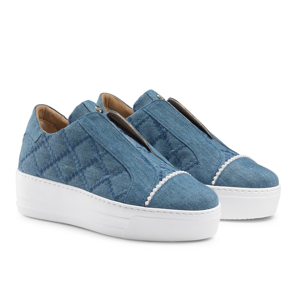 Blue Russell And Bromley Seawalk Laceless Women's Platform Shoes | CA-3172N