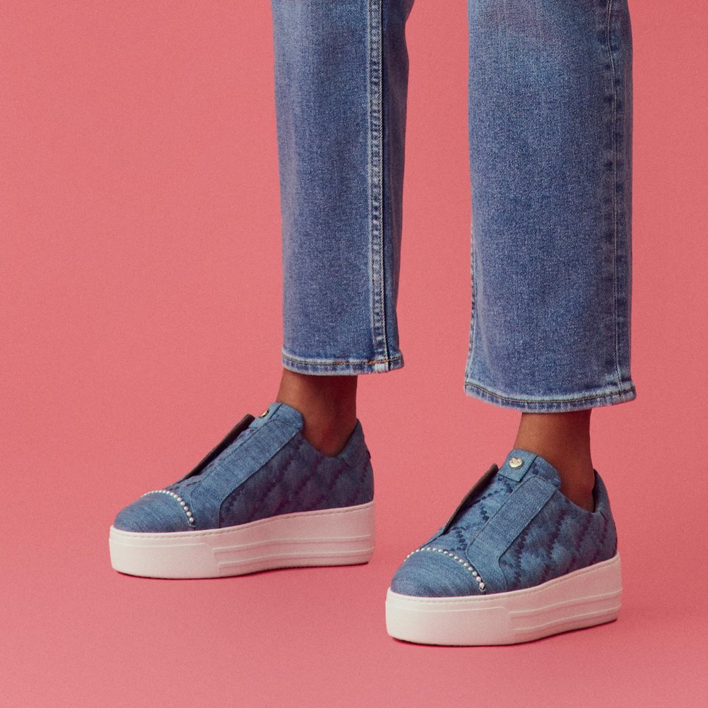 Blue Russell And Bromley Seawalk Laceless Women's Platform Shoes | CA-3172N