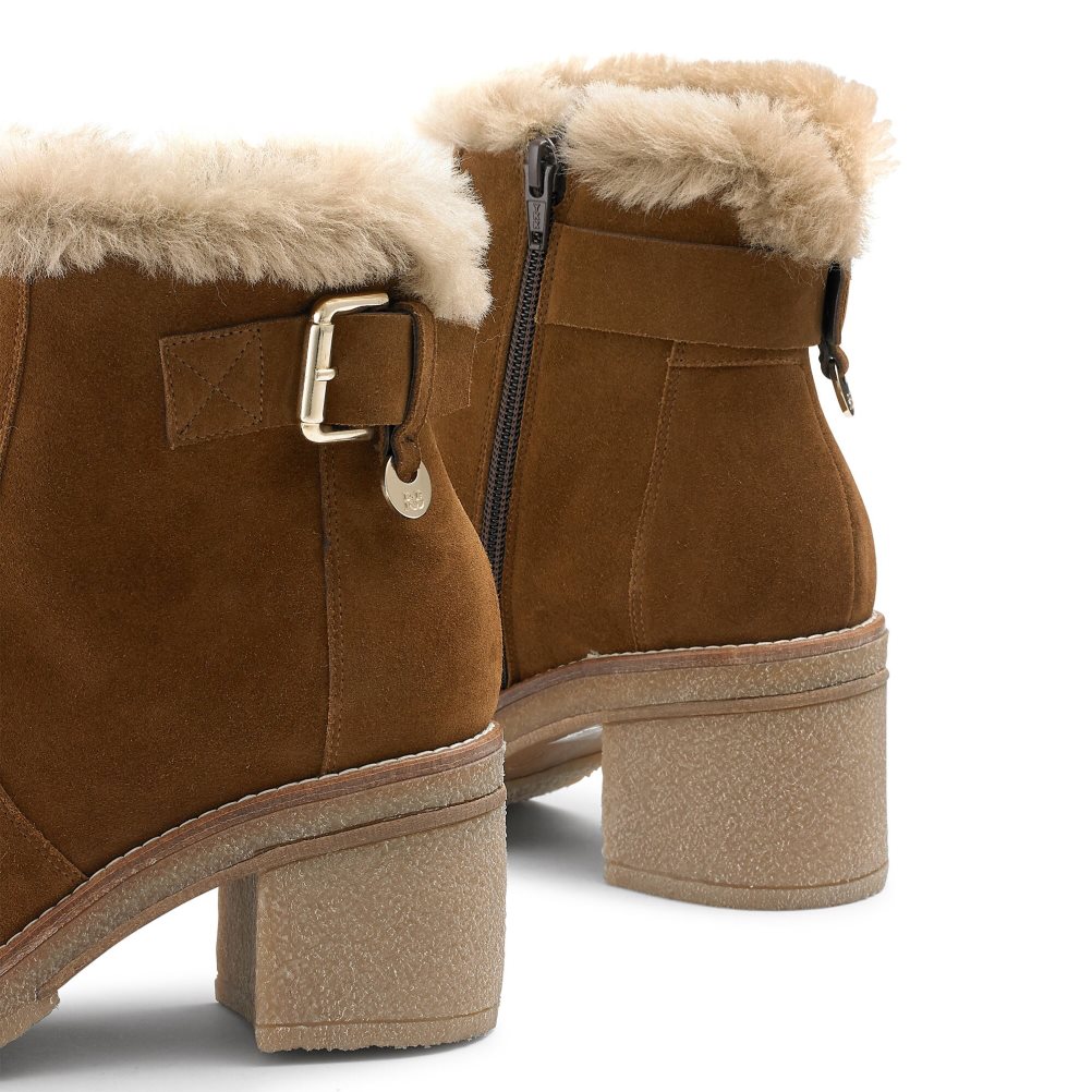 Brown Russell And Bromley Advent Block Women's Heeled Boots | CA-6582Z