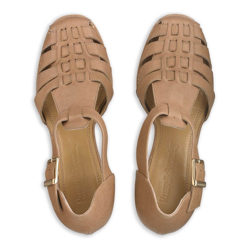 Brown Russell And Bromley Amalfi Fisherman Block Women's Heels Sandals | CA-6970K