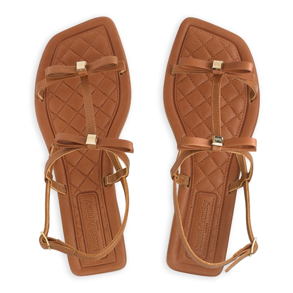 Brown Russell And Bromley Beau Beau Double Bow Women's Flat Sandals | CA-0586N