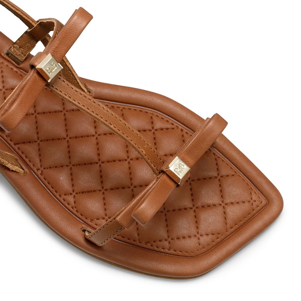 Brown Russell And Bromley Beau Beau Double Bow Women's Flat Sandals | CA-0586N