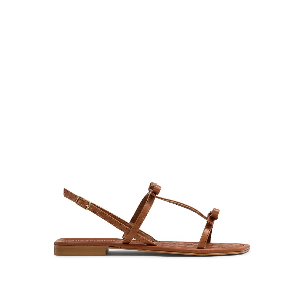 Brown Russell And Bromley Beau Beau Double Bow Women\'s Flat Sandals | CA-0586N