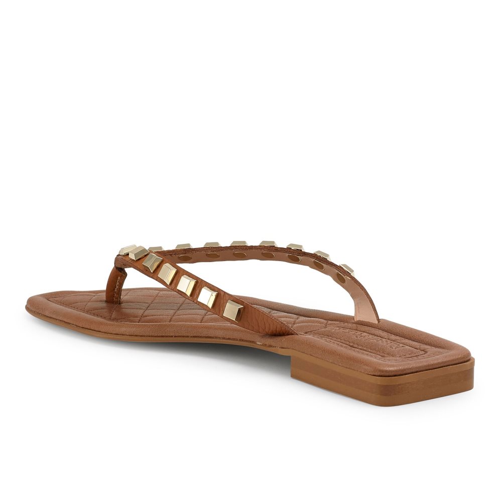 Brown Russell And Bromley Cairo Stud Toe Post Women's Flat Sandals | CA-7014N