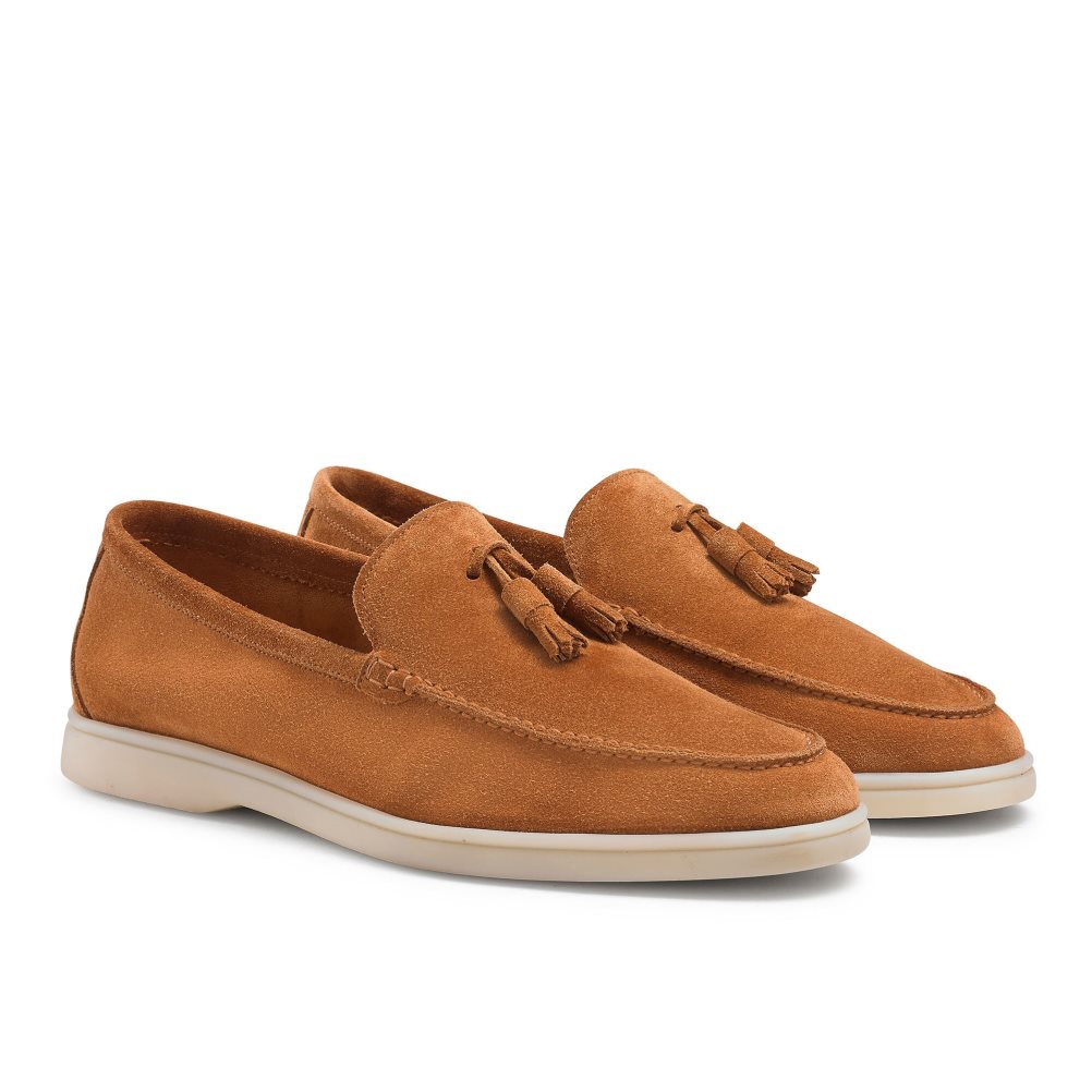 Brown Russell And Bromley Cambria Tassel Men's Loafers | CA-5904V