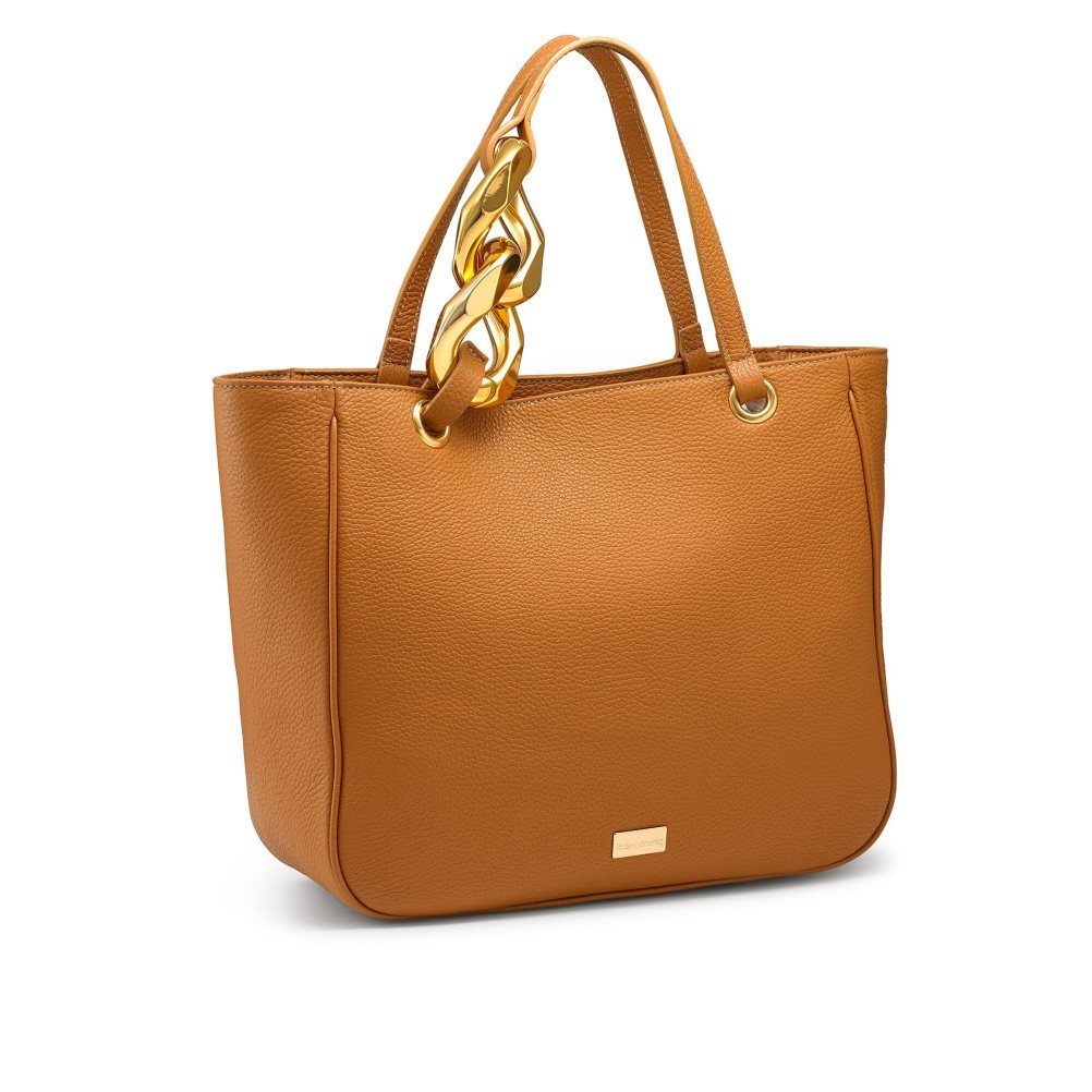 Brown Russell And Bromley Chainy Chain Detail Top Women's Handbag | CA-9106F