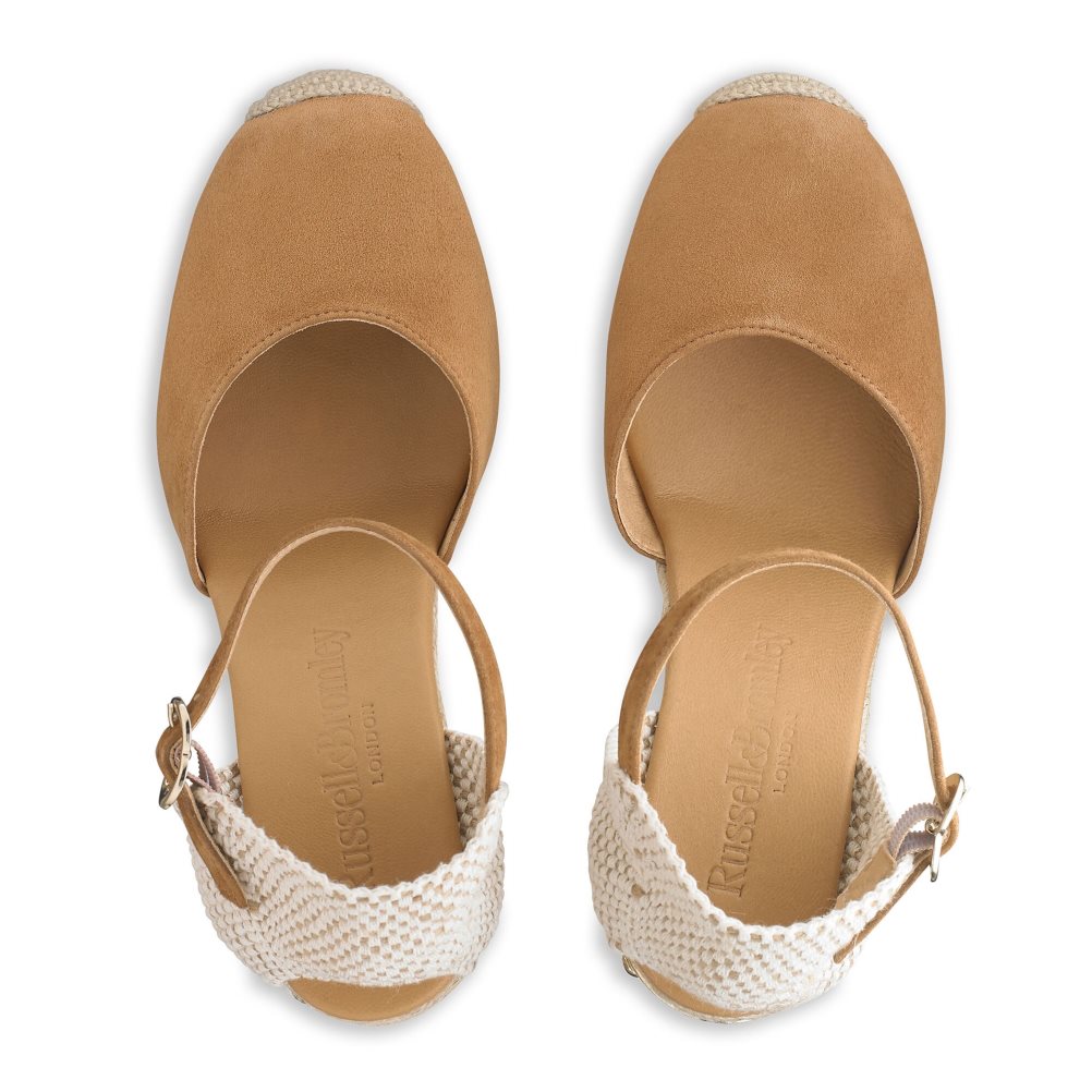 Brown Russell And Bromley Coco-hi Espadrille Women's Wedges | CA-4058C