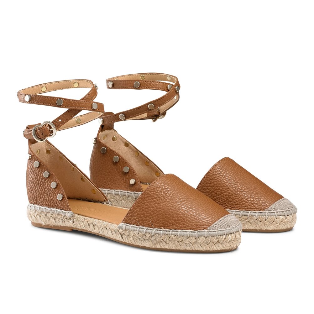 Brown Russell And Bromley Coin Wrap Ankle Wrap Women's Flat Sandals | CA-7094T