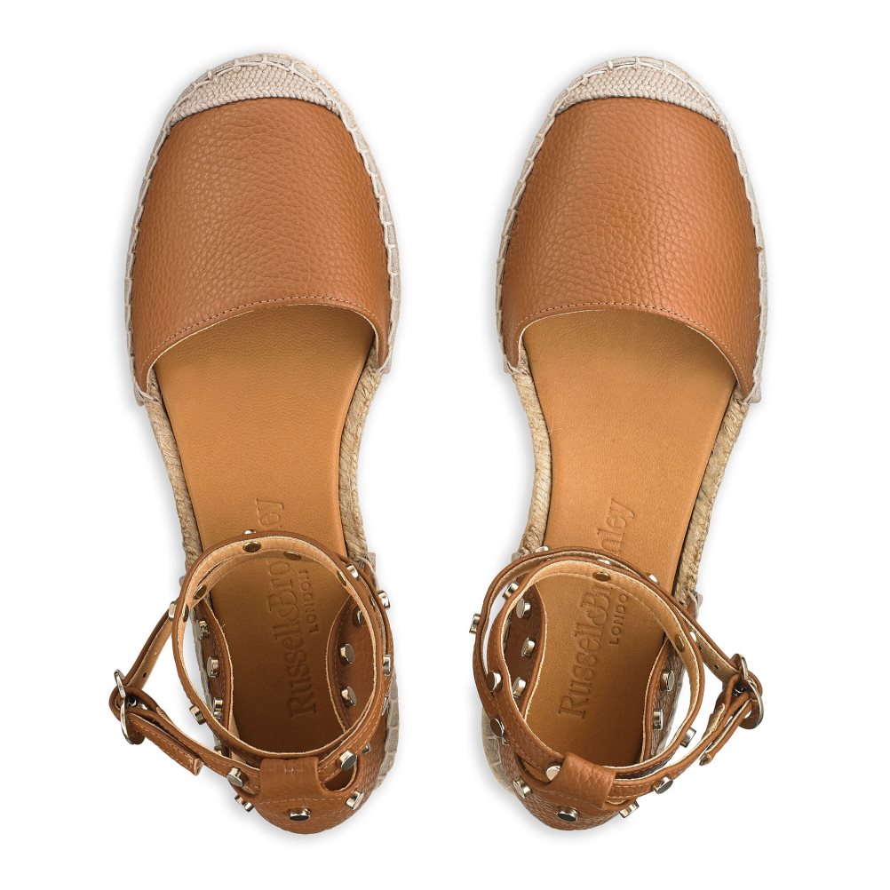 Brown Russell And Bromley Coin Wrap Ankle Wrap Women's Flat Sandals | CA-7094T
