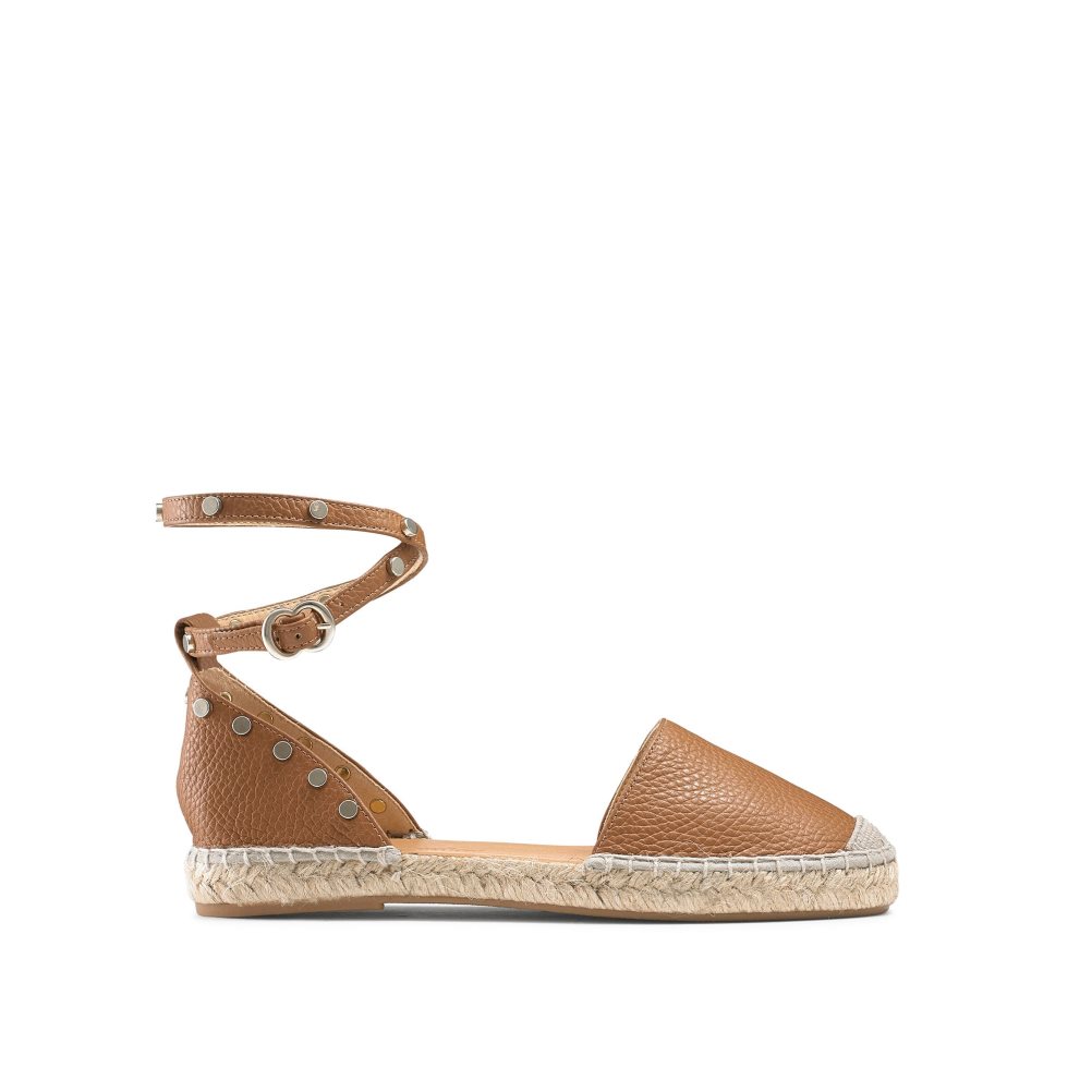 Brown Russell And Bromley Coin Wrap Ankle Wrap Women\'s Flat Sandals | CA-7094T