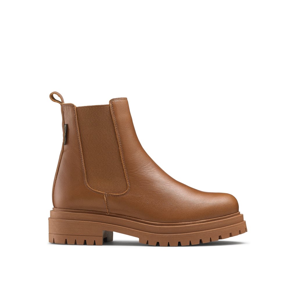 Brown Russell And Bromley Company Combat Women\'s Chelsea Boots | CA-9524E