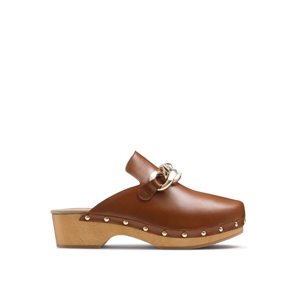 Brown Russell And Bromley Dellabosco Chain Closed Toe Women\'s Mules | CA-7542Z