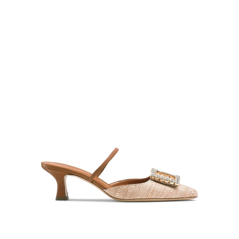 Brown Russell And Bromley Fairytale Slingback Gem Kitten Women\'s Heels Sandals | CA-3254Y
