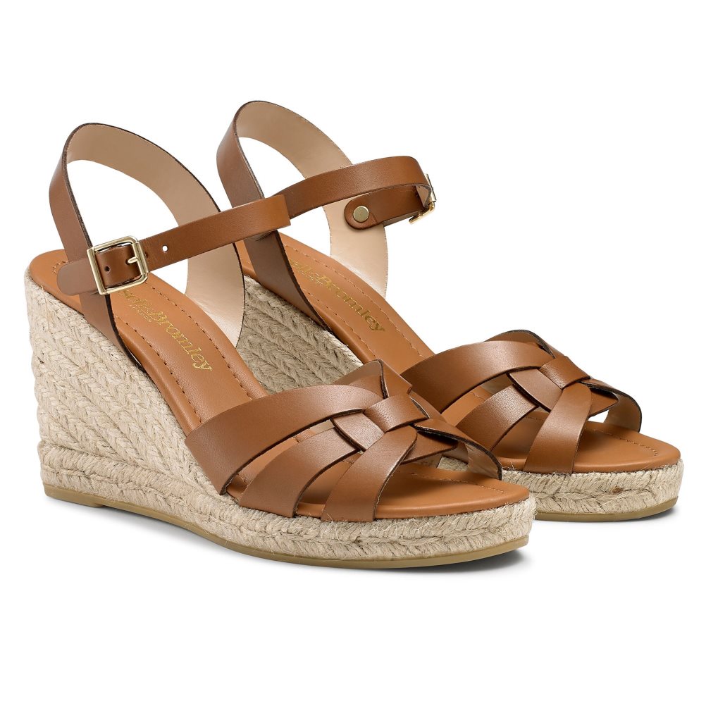 Brown Russell And Bromley Headspin Woven Espadrille Women's Wedges | CA-6514R