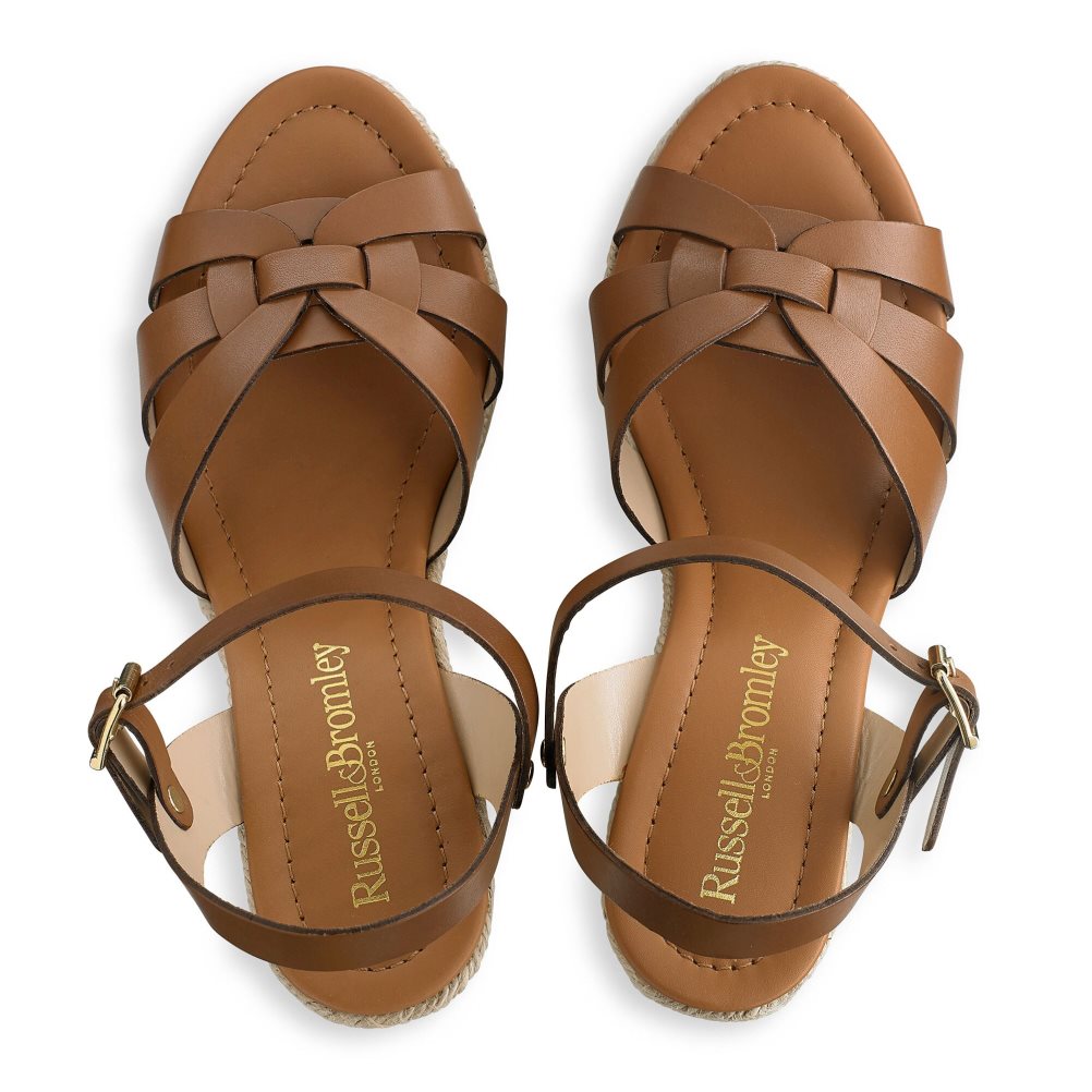 Brown Russell And Bromley Headspin Woven Espadrille Women's Wedges | CA-6514R