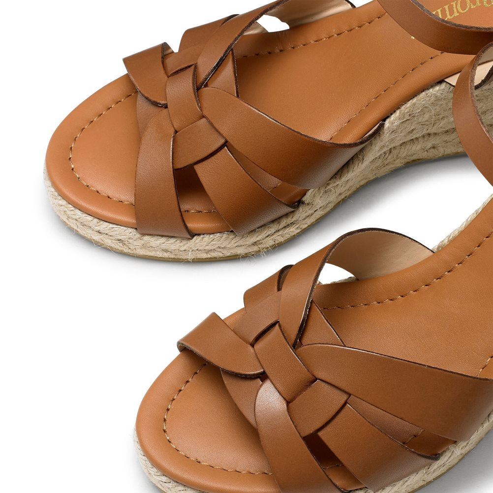 Brown Russell And Bromley Headspin Woven Espadrille Women's Wedges | CA-6514R
