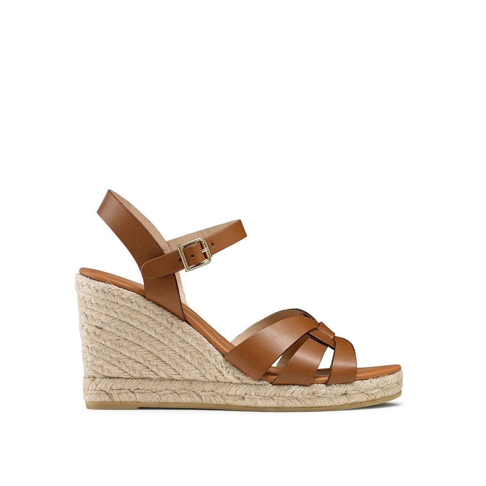 Brown Russell And Bromley Headspin Woven Espadrille Women\'s Wedges | CA-6514R