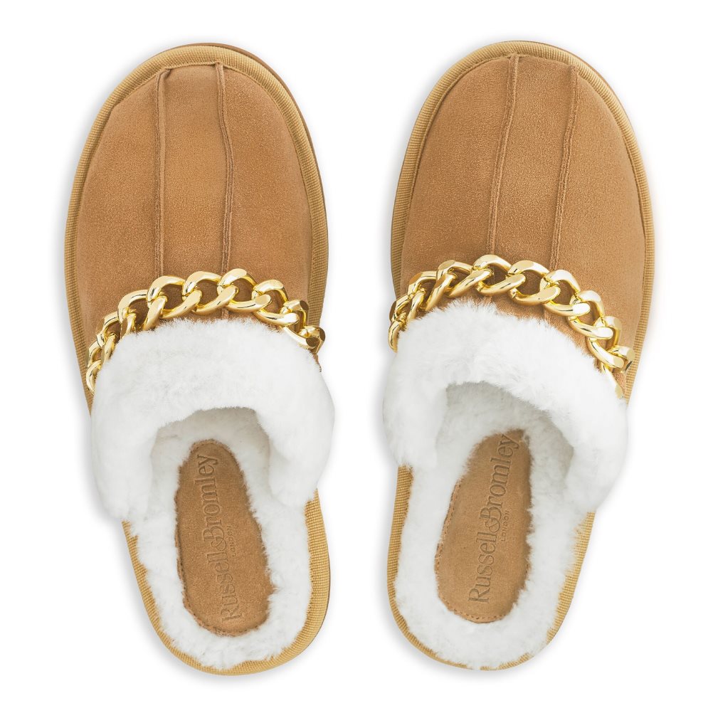 Brown Russell And Bromley Huggle Closed Chain Women's Slippers | CA-0687P