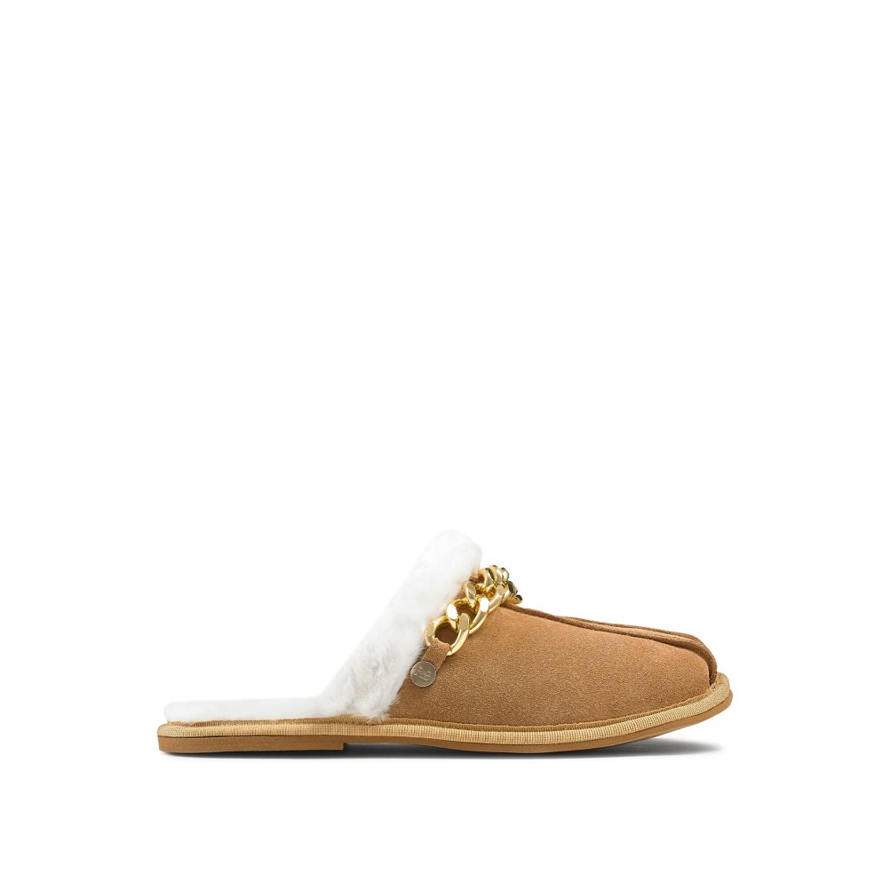 Brown Russell And Bromley Huggle Closed Chain Women\'s Slippers | CA-0687P