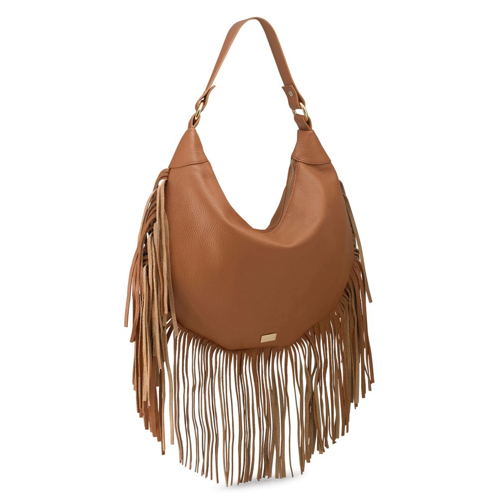 Brown Russell And Bromley Indie Fringed Women's Shoulder Bags | CA-4730P