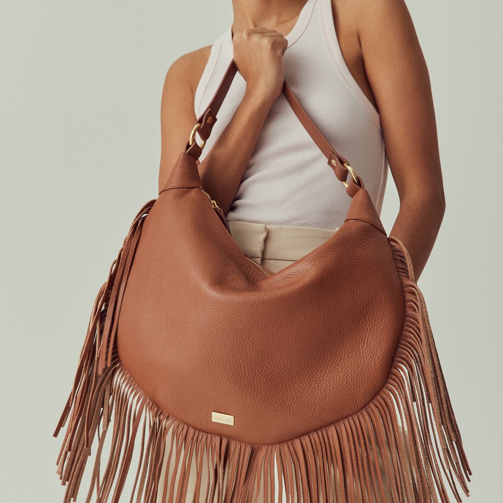 Brown Russell And Bromley Indie Fringed Women's Shoulder Bags | CA-4730P