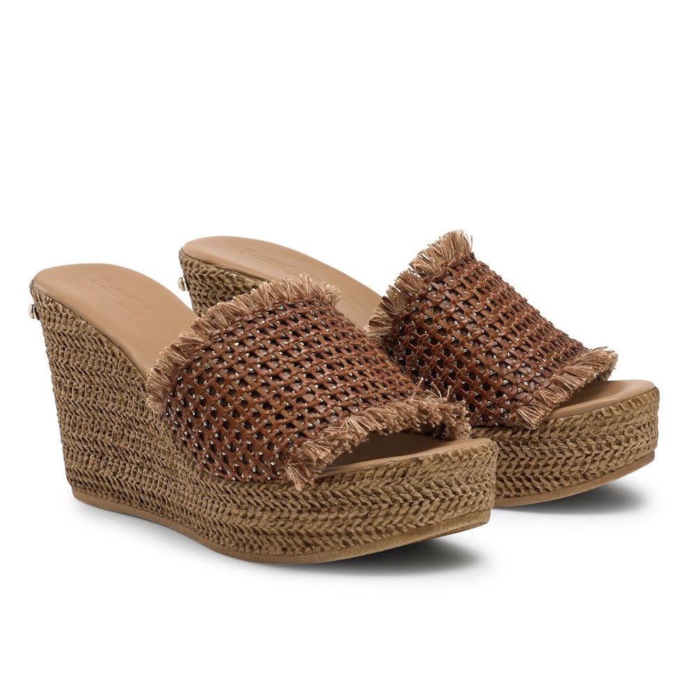 Brown Russell And Bromley Libertine Weave Women's Wedges | CA-7143W