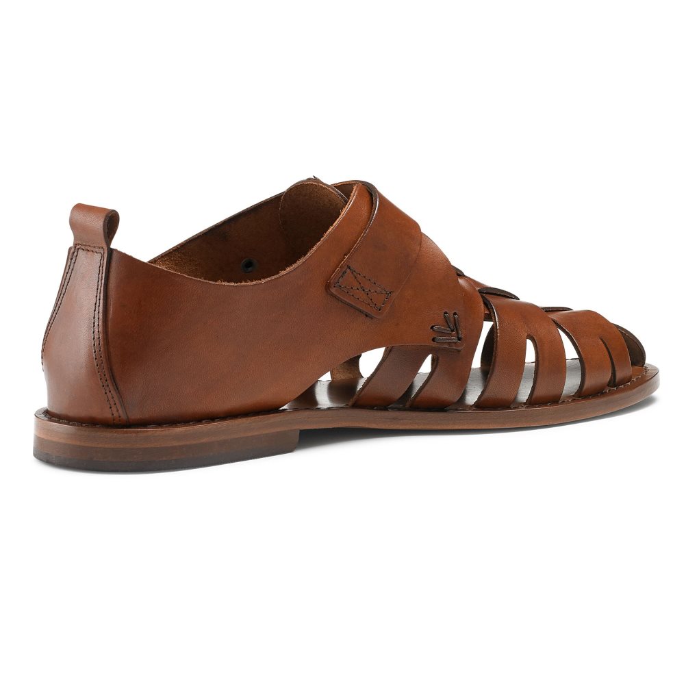 Brown Russell And Bromley Neptune Buckled Fisherman Men's Sandals | CA-0317Q