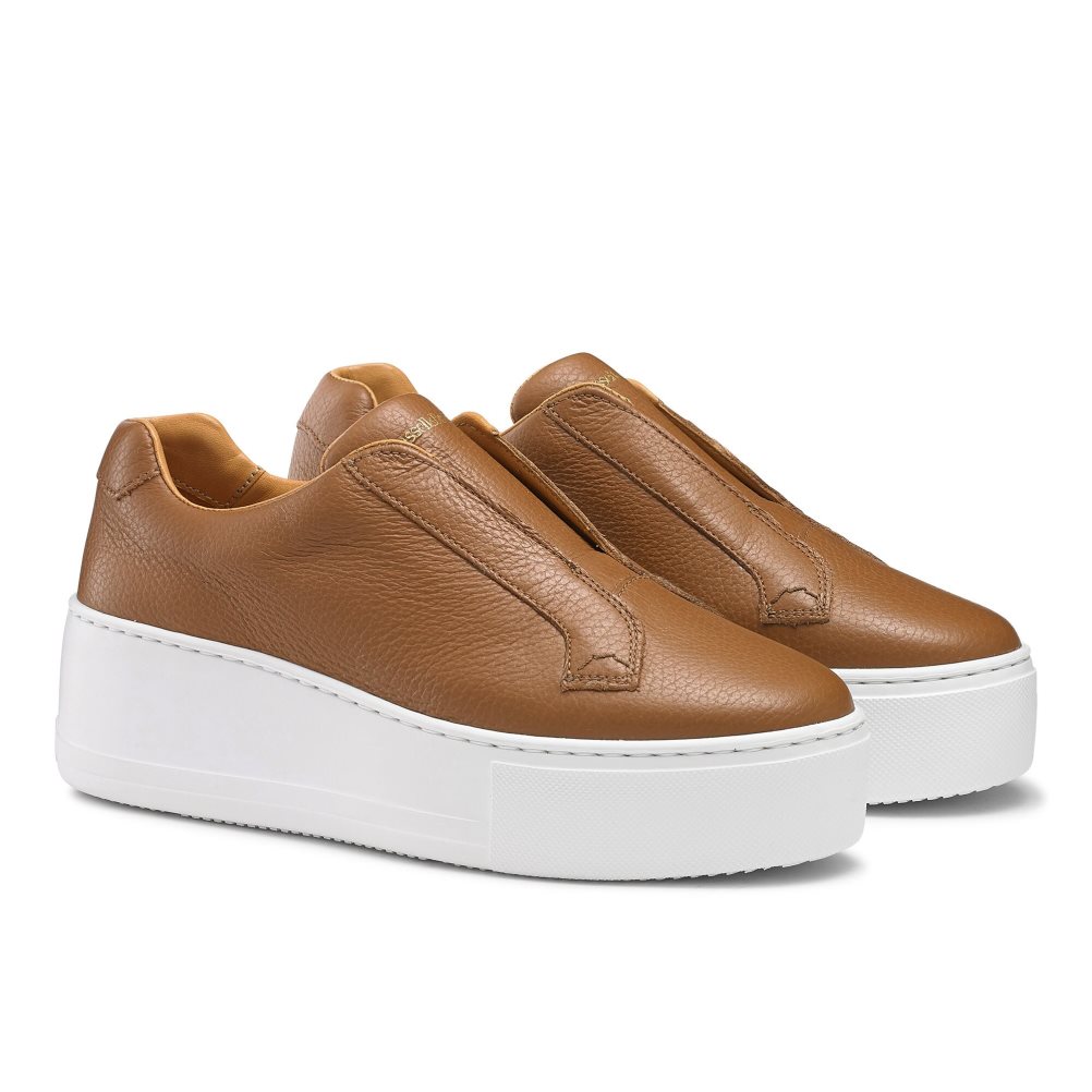 Brown Russell And Bromley Park Up Flatform Laceless Women's Platform Shoes | CA-6084G