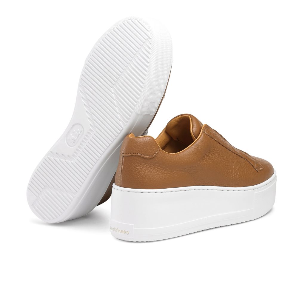 Brown Russell And Bromley Park Up Flatform Laceless Women's Platform Shoes | CA-6084G
