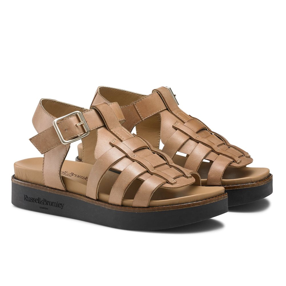 Brown Russell And Bromley Portland Fisherman Women's Flat Sandals | CA-0231V