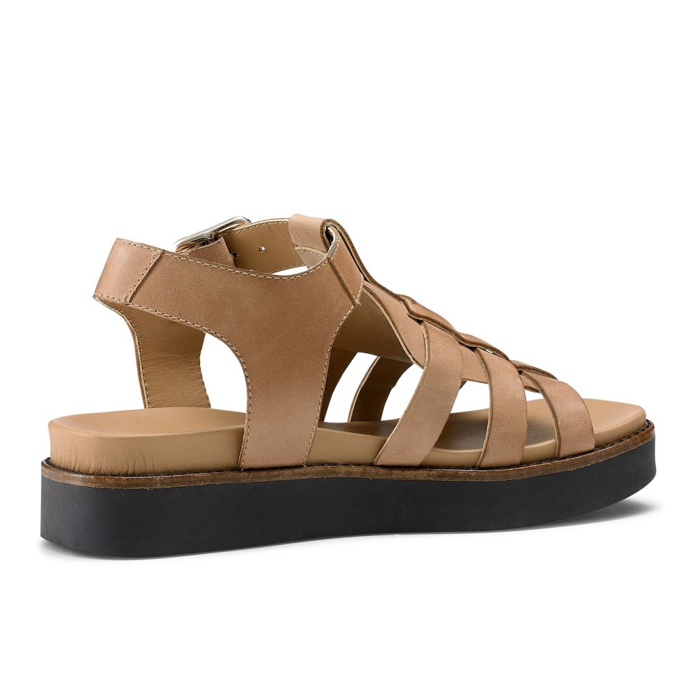 Brown Russell And Bromley Portland Fisherman Women's Flat Sandals | CA-0231V