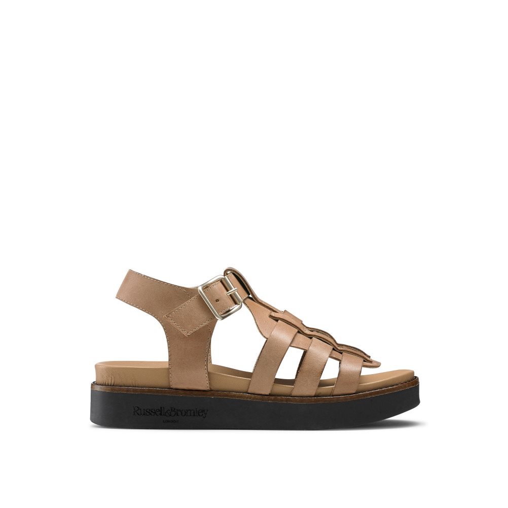 Brown Russell And Bromley Portland Fisherman Women\'s Flat Sandals | CA-0231V
