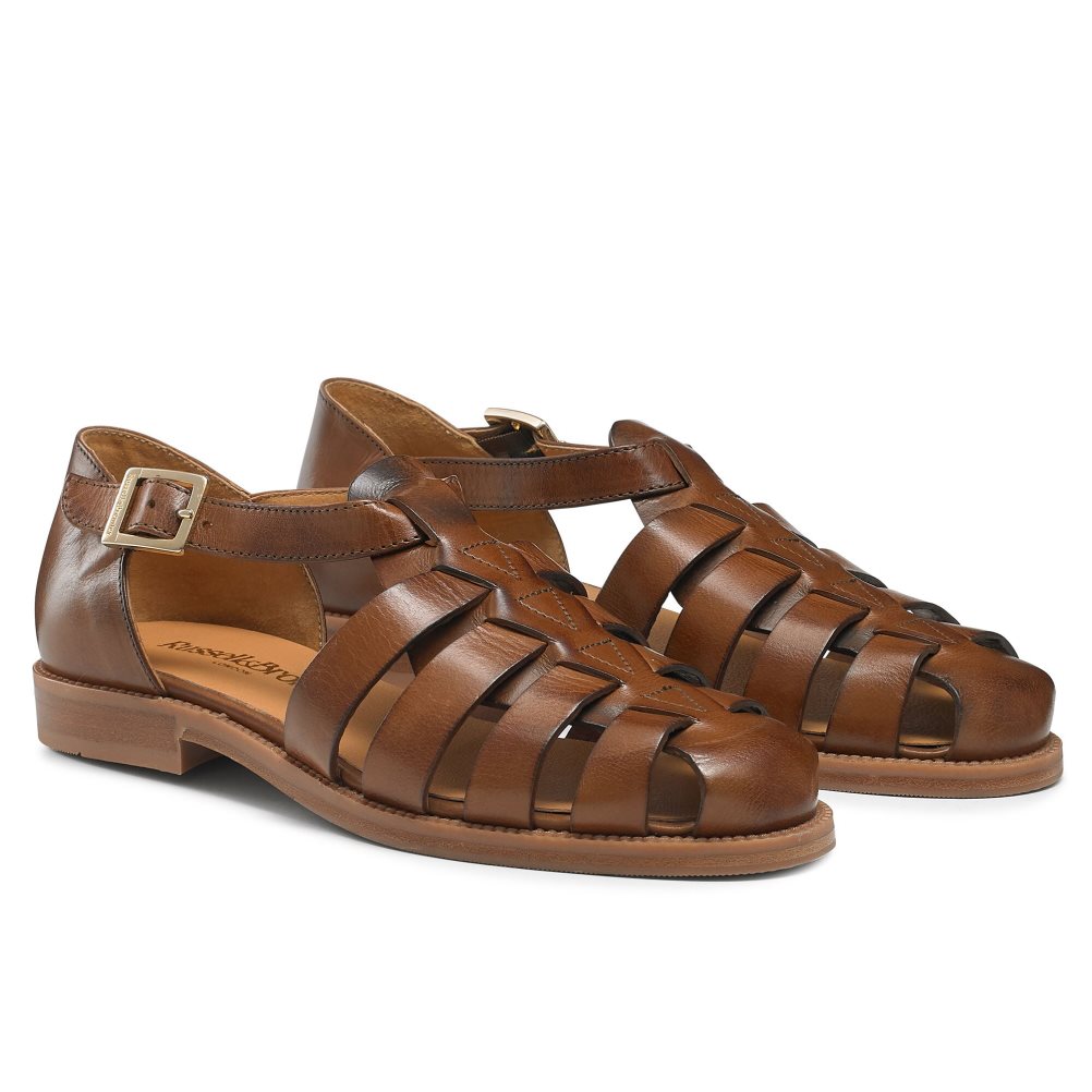 Brown Russell And Bromley Siracuse Fisherman Women's Flat Sandals | CA-0764G