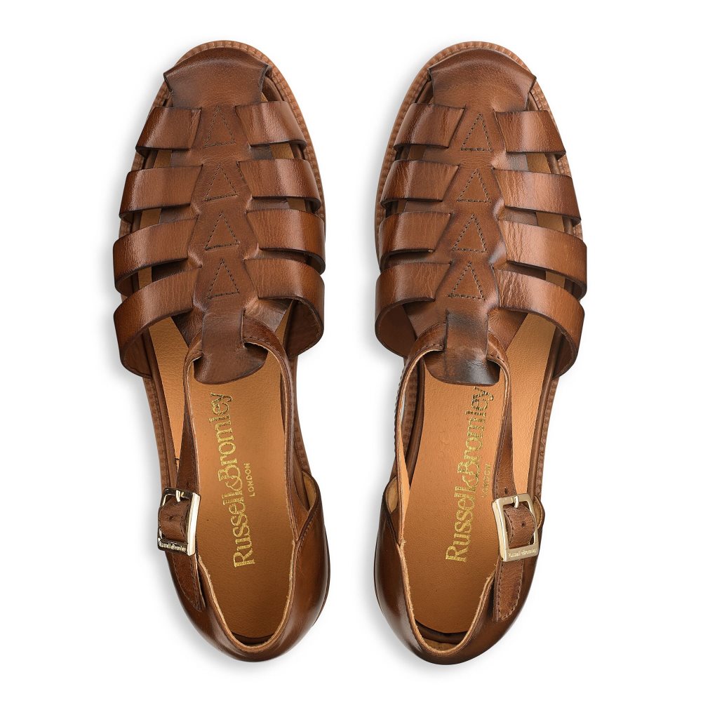 Brown Russell And Bromley Siracuse Fisherman Women's Flat Sandals | CA-0764G