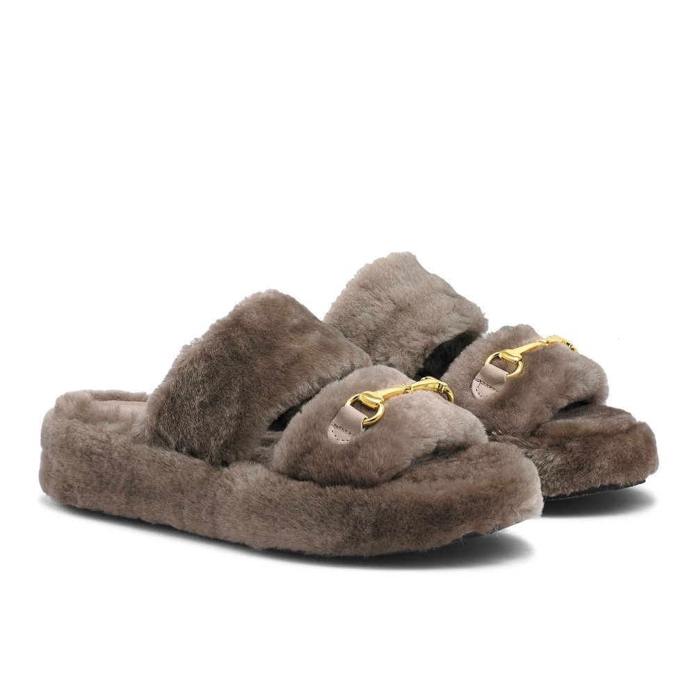 Brown Russell And Bromley Snuggle Open Women's Slippers | CA-3589T