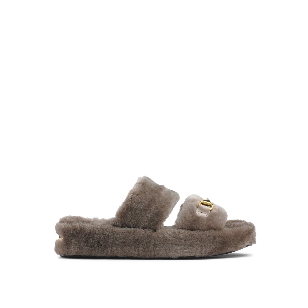 Brown Russell And Bromley Snuggle Open Women\'s Slippers | CA-3589T
