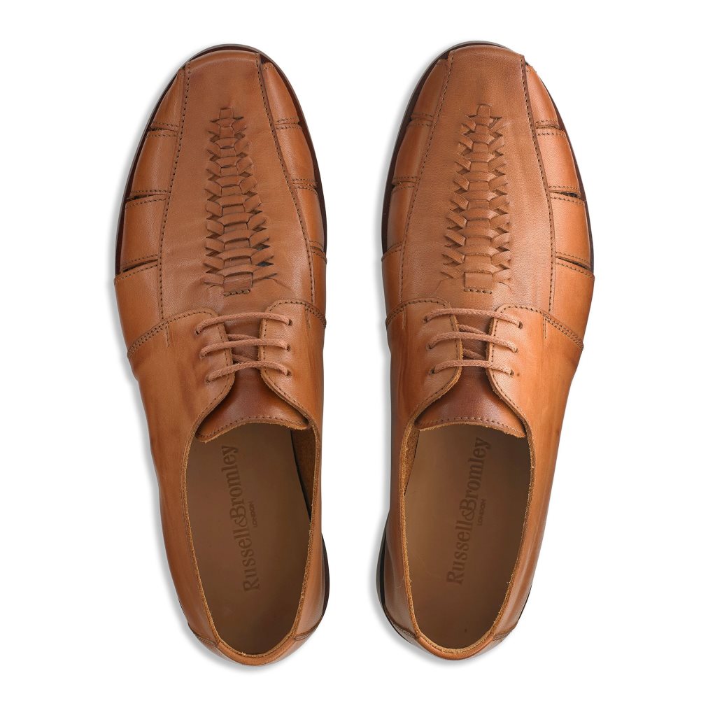 Brown Russell And Bromley Southbound Weave Detail Men's Derby Shoes | CA-6249L