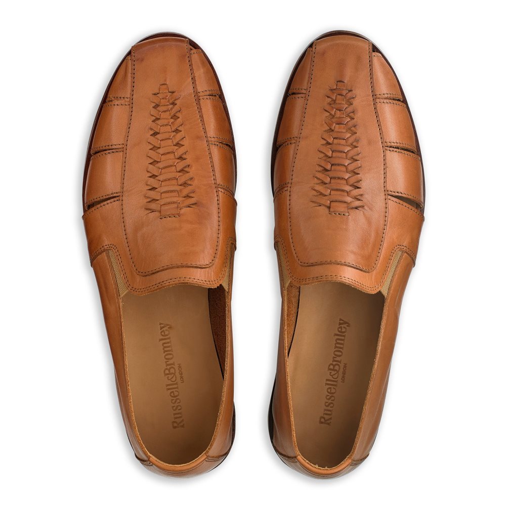 Brown Russell And Bromley Southend Weave Detail Slip On Men's Casual Shoes | CA-9451Z