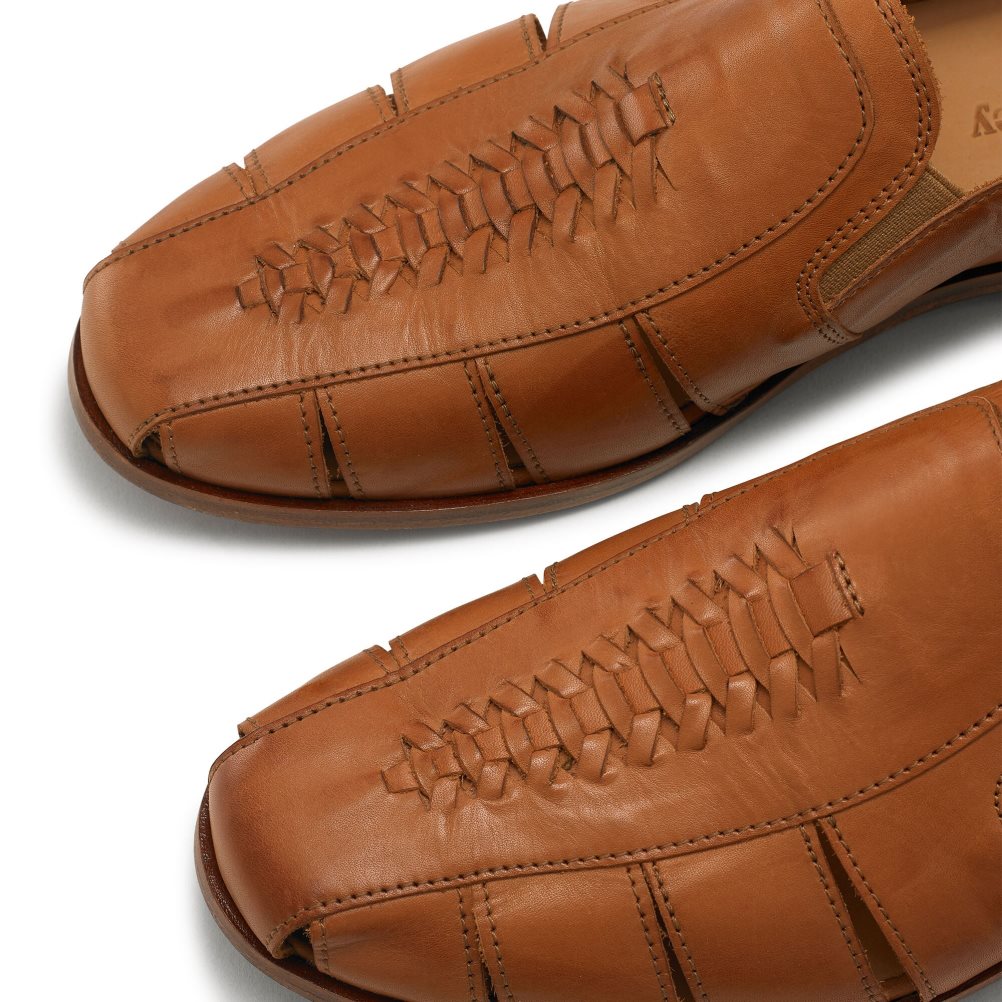 Brown Russell And Bromley Southend Weave Detail Slip On Men's Casual Shoes | CA-9451Z