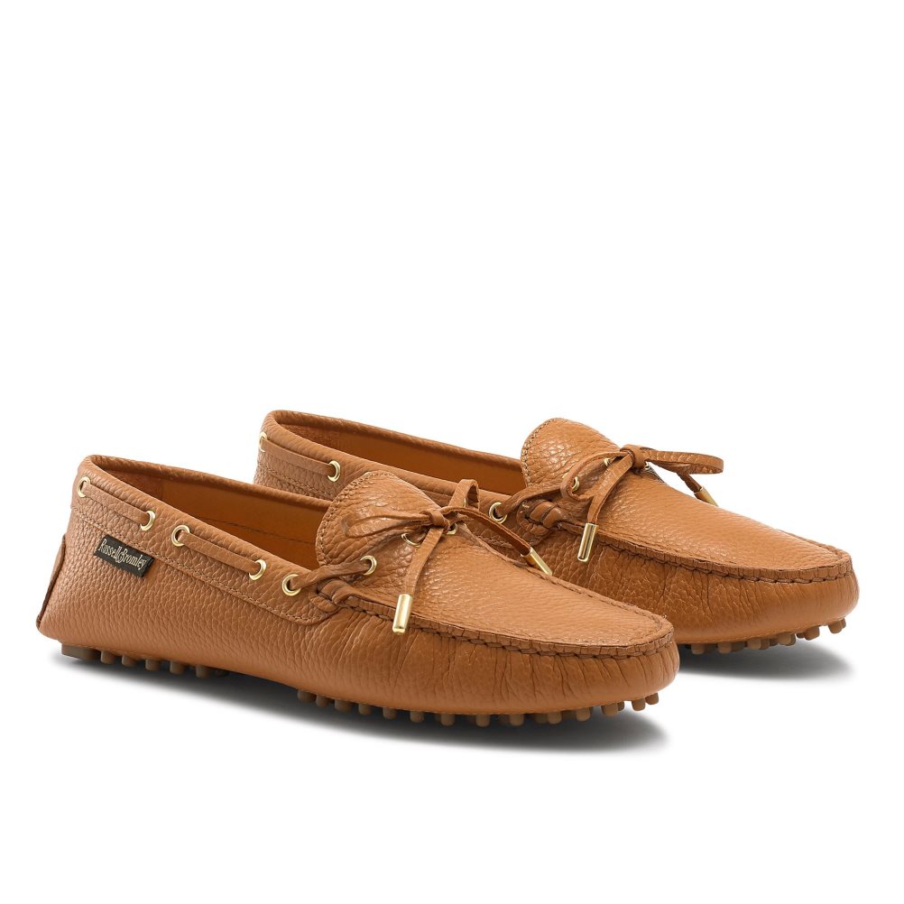 Brown Russell And Bromley Strada Bow Trim Driver Women's Loafers | CA-1249Q