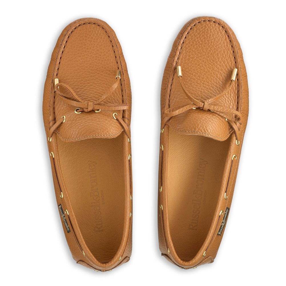 Brown Russell And Bromley Strada Bow Trim Driver Women's Loafers | CA-1249Q