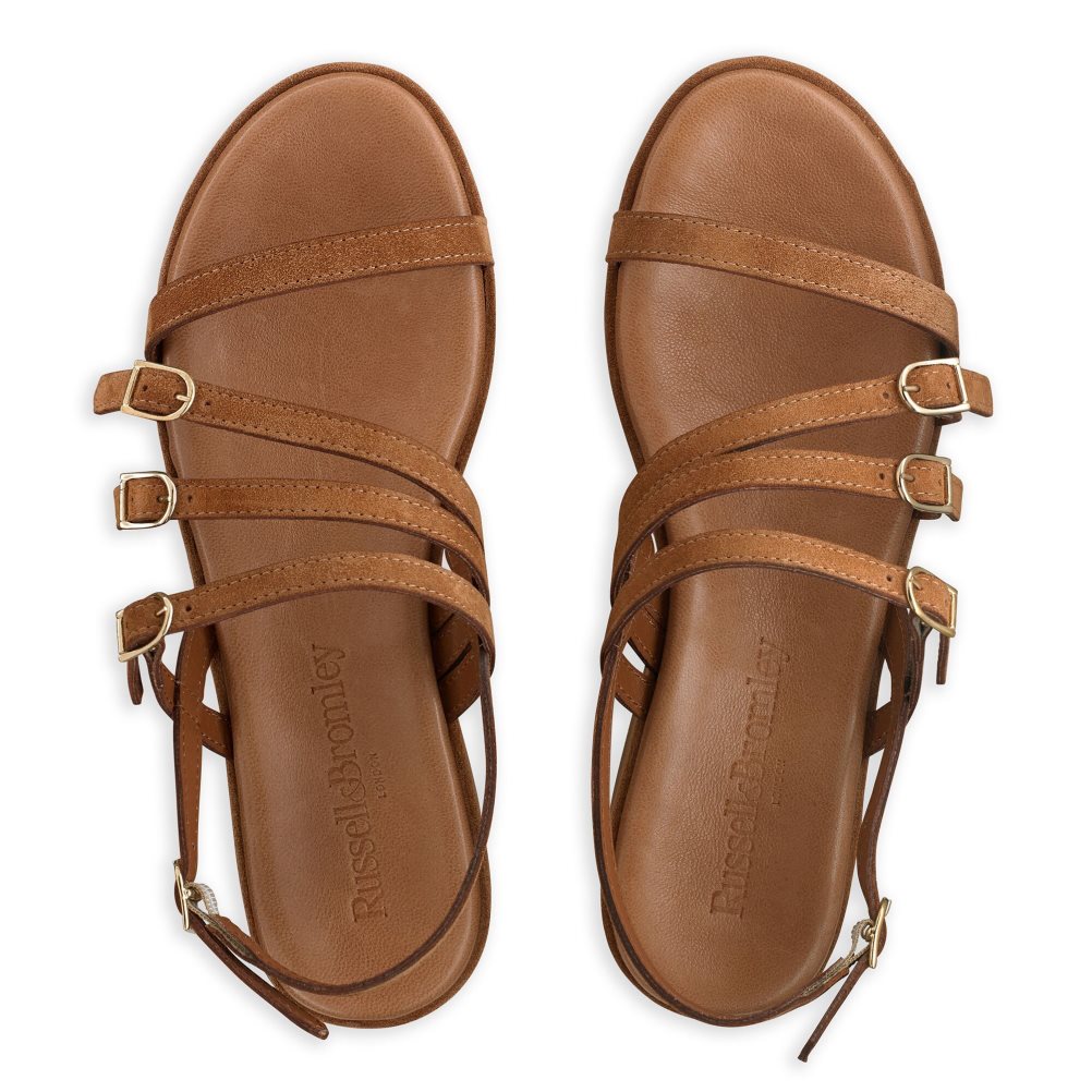 Brown Russell And Bromley Sunshine Buckle Women's Wedges | CA-6243F