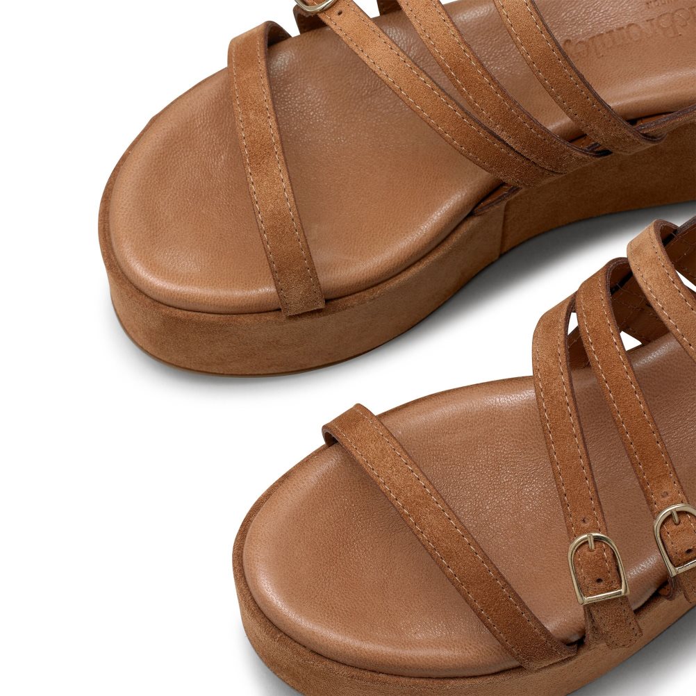 Brown Russell And Bromley Sunshine Buckle Women's Wedges | CA-6243F