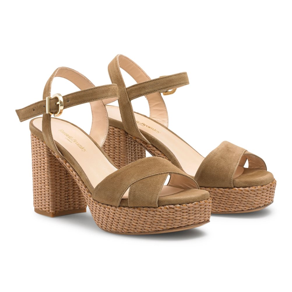 Brown Russell And Bromley Topform Platform Women's Heels Sandals | CA-2085S