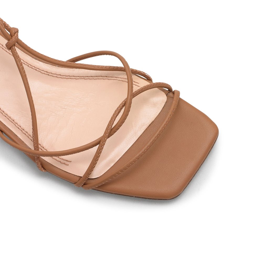 Brown Russell And Bromley Wasabi Ankle Tie Women's Flat Sandals | CA-0597O