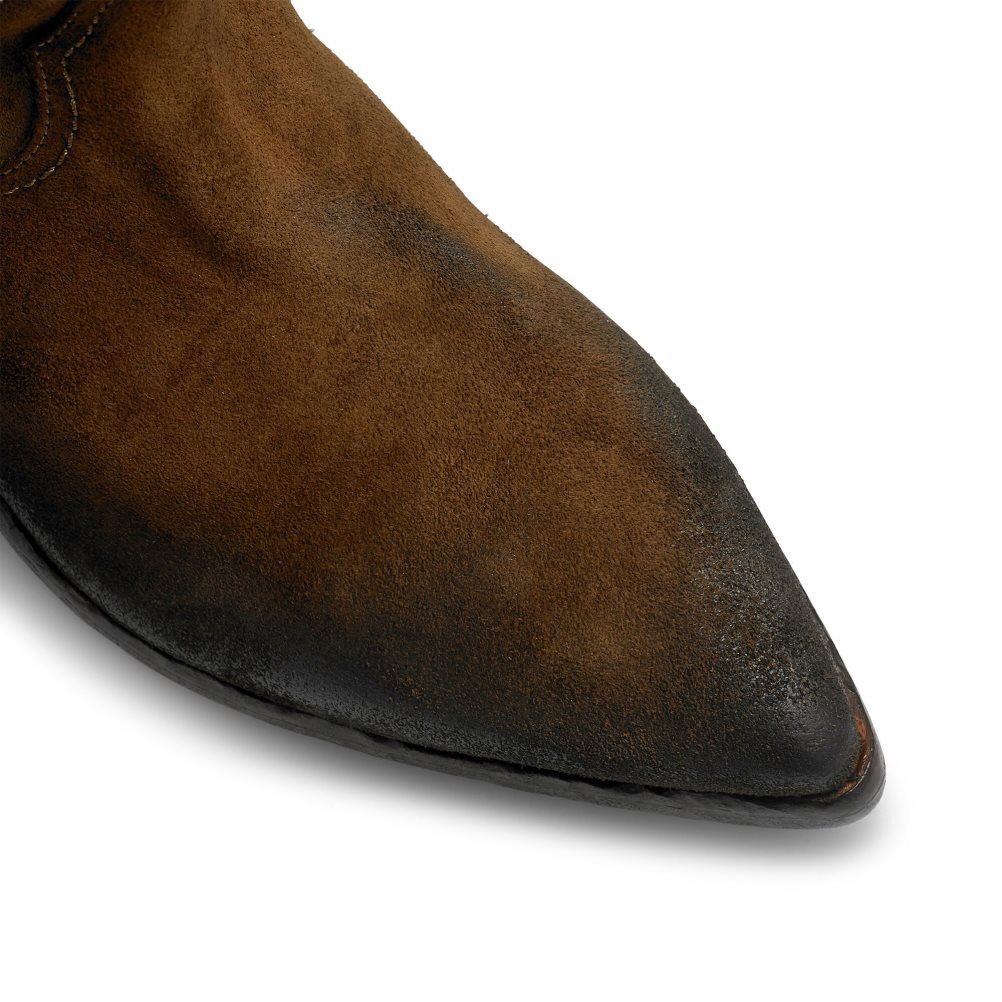Brown Russell And Bromley Wildwest Embroidered Western Women's Knee-high Boots | CA-3916U