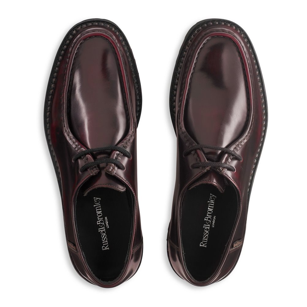 Burgundy Russell And Bromley Montreal Derby Lace-up Men's Formal Shoes | CA-9247Z