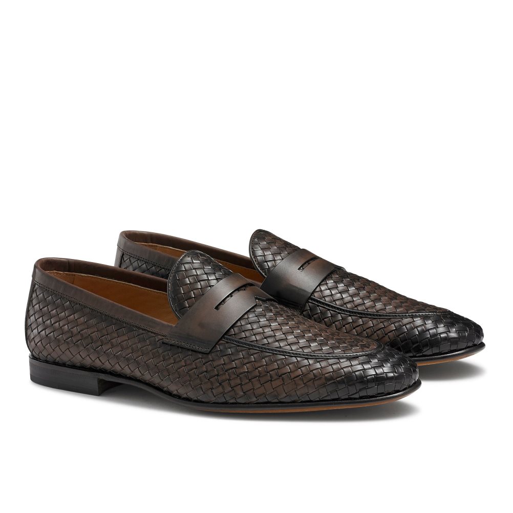 Chocolate Russell And Bromley Bologna Weave Men's Formal Shoes | CA-9085T