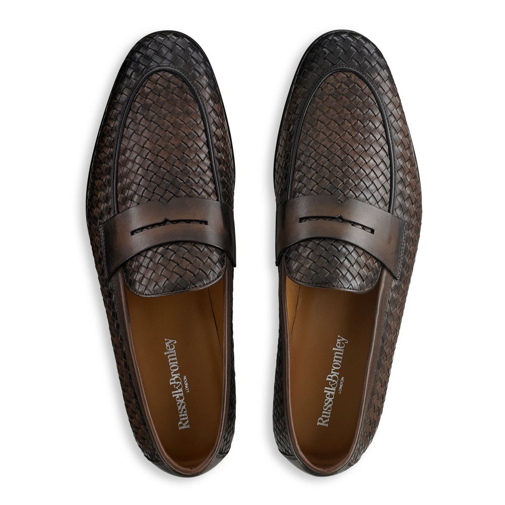 Chocolate Russell And Bromley Bologna Weave Men's Formal Shoes | CA-9085T