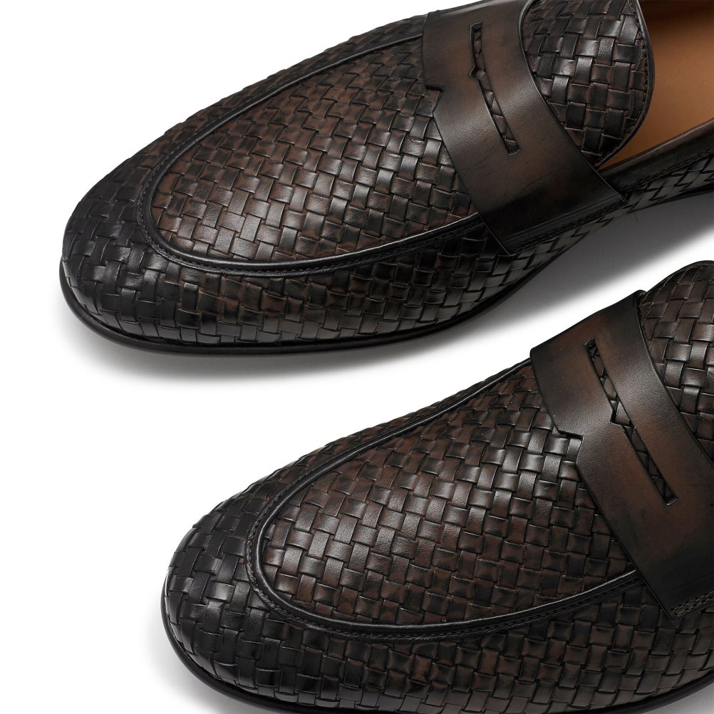 Chocolate Russell And Bromley Bologna Weave Men's Formal Shoes | CA-9085T
